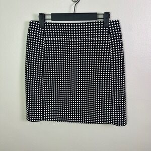 Ann Taylor LOFT Black White Polka Dot Mini Skirt Womens Size 4